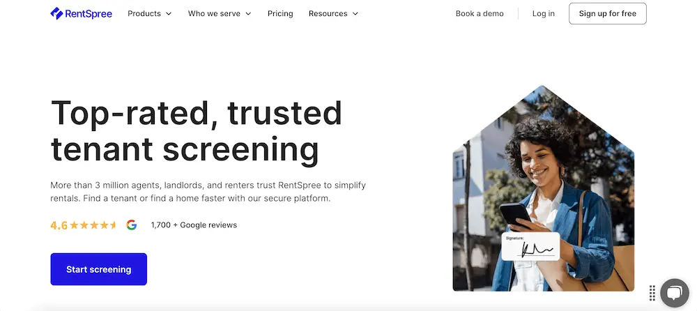 RentSpree website homepage