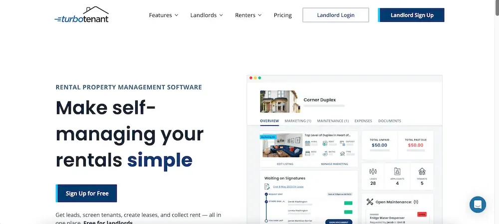 TurboTenant website homepage