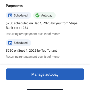 Autopay - Recurring rent payments