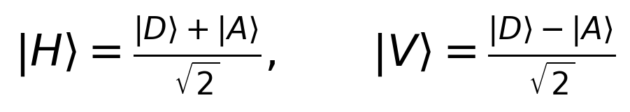 H equals D plus A over square root two. V equals D minus A over square root two.