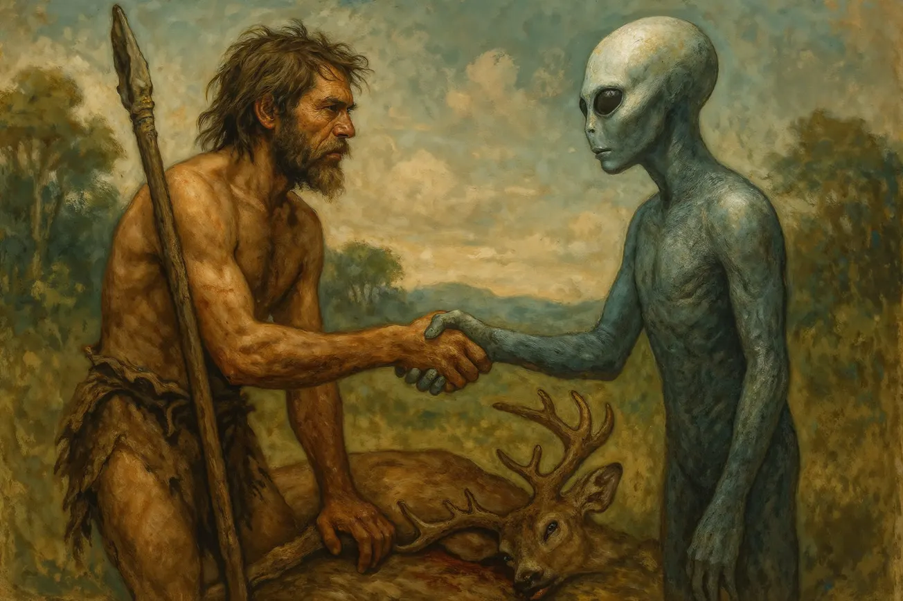 First Contact: The Allegory of Predator-Prey & Human-Aliens Interactions