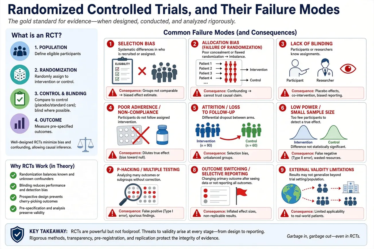 Randomized Controlled Trials, and Their Failure Modes