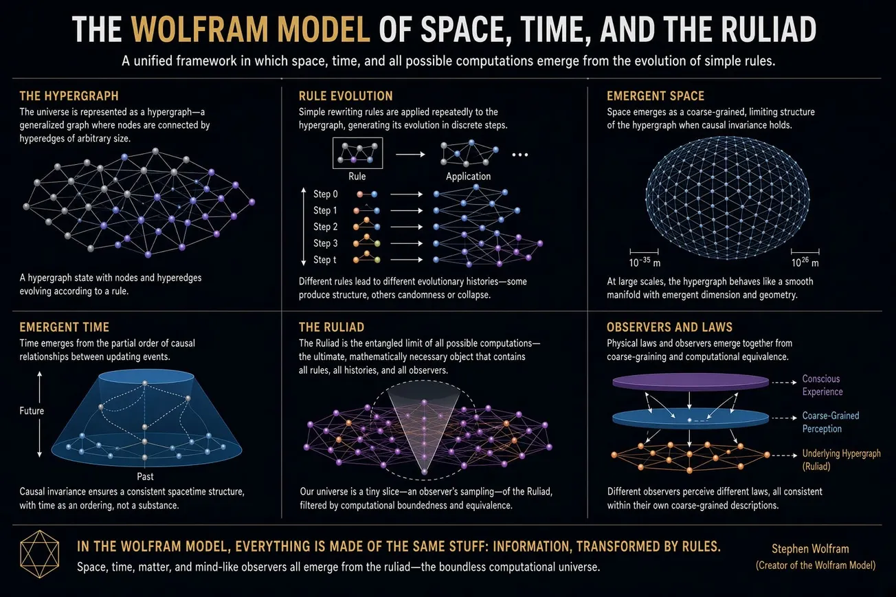 THE WOLFRAM MODEL OF SPACE, TIME, AND THE RULIAD.