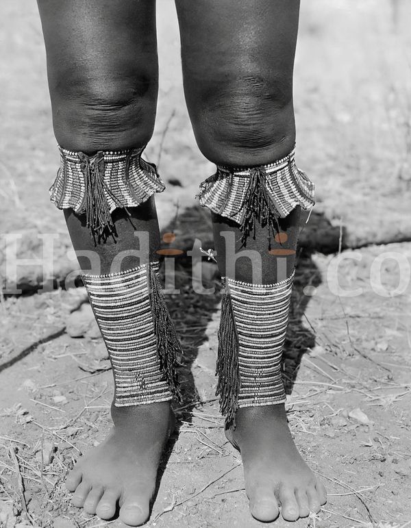 A close-up picture of the anklets and frills worn below the knees