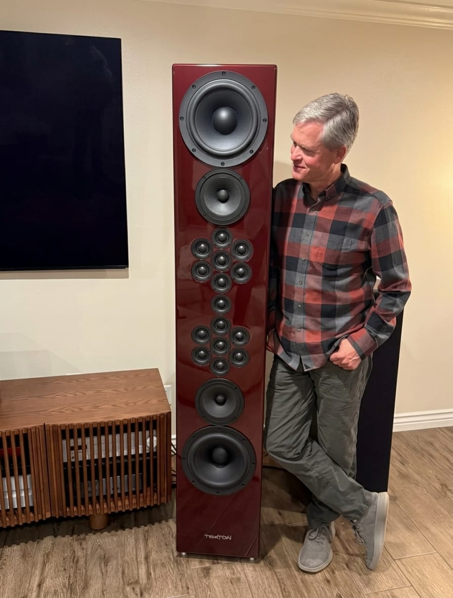 Russ Sorenson, Serious Pianos, with Tekton Speakers
