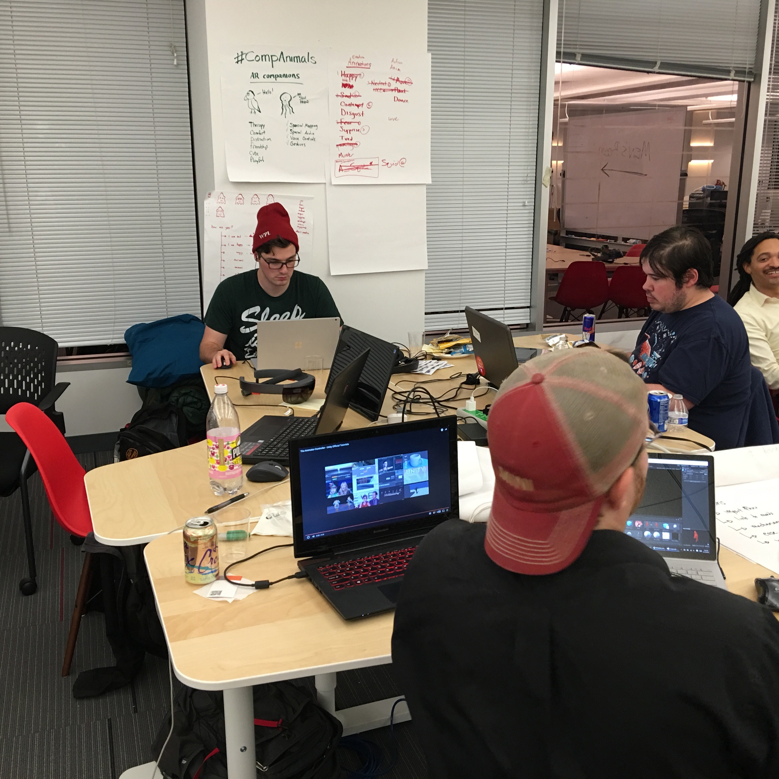 Derek, Costas, and Scott building the Squid!