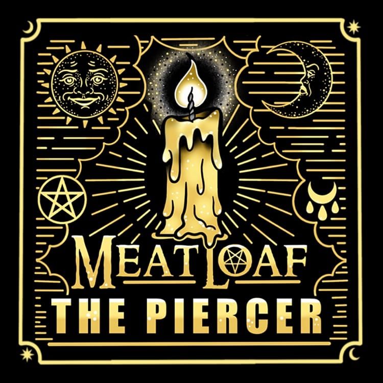 meatloaf the piercer logo, a sun and moon next to a candle.