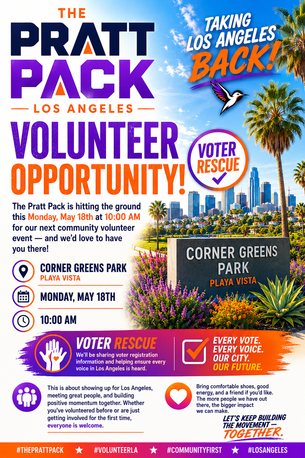 Volunteer Opportunity — May 18th in Playa Vista