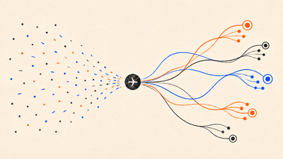 A random series of lines converging into central hubs