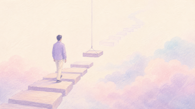 A man walking an unknown path as it's being built