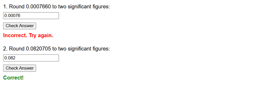 Rounding small numbers to two significant figures