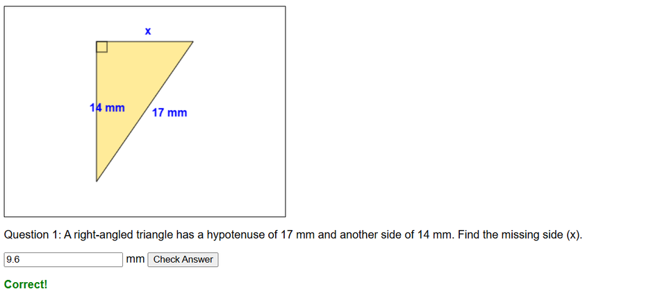 Find the shorter side with Pythagoras worksheet