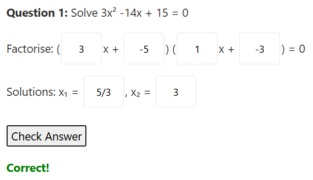 Solving harder quadratics by factorising