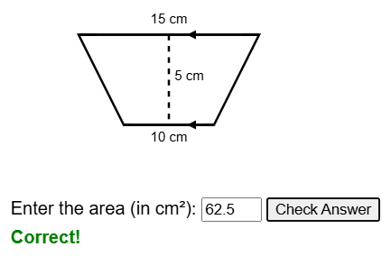 Area of a trapezium worksheet