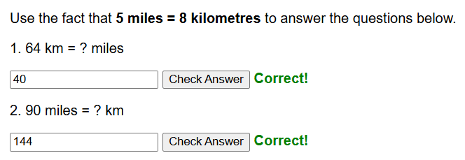 Converting between miles and kilometres worksheet