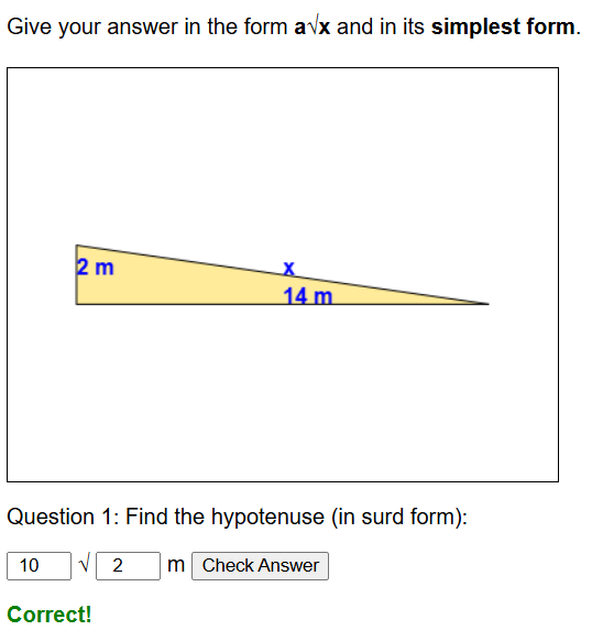 Pythagoras in surd form worksheet
