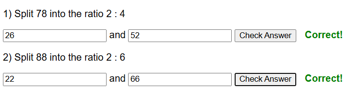 Sharing by ratio worksheet
