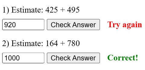 Estimation worksheet