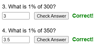 Finding one percent worksheet