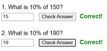Finding 10% of an amount worksheet