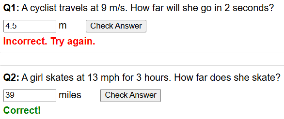 Distance calculations worksheet