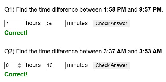 Time difference calculations worksheet
