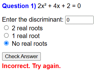 Discriminant worksheet
