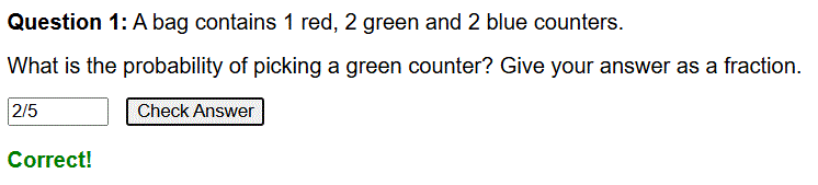 Probability as fractions, decimals and percentages worksheet