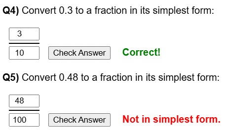 Decimals to fractions worksheet