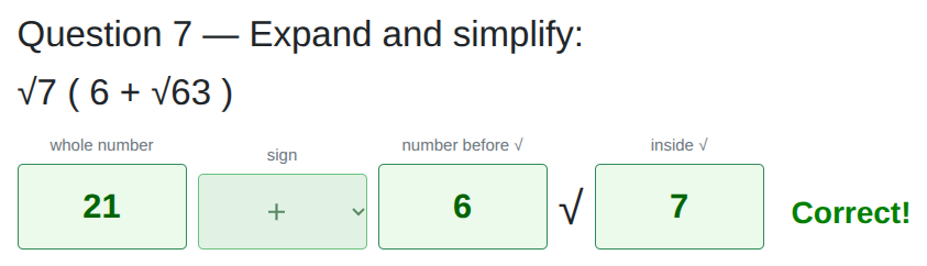 Expanding brackets with surds worksheet