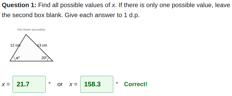 Sine rule (ambiguous case) worksheet