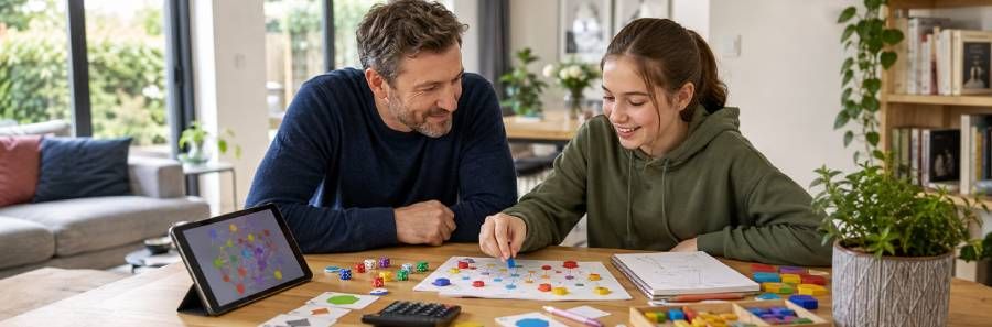 Child playing a maths game