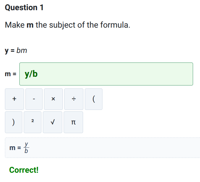 Changing the Subject of a Formula worksheet
