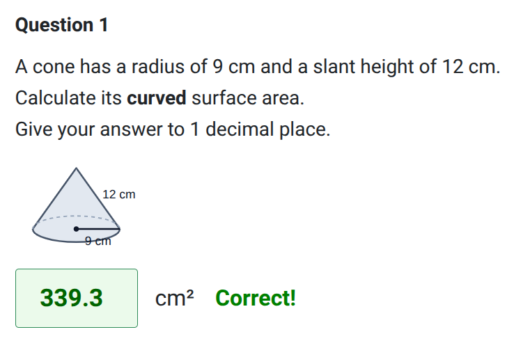 Surface area of a cone worksheet