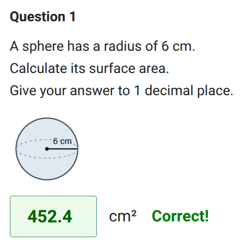 Surface area of a sphere worksheet
