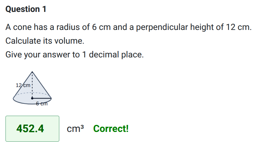 Volume of a cone worksheet
