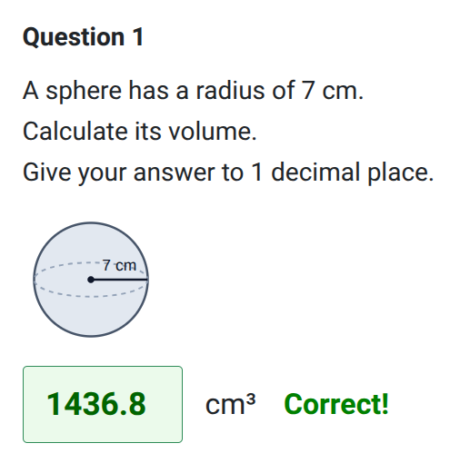 Volume of a sphere worksheet