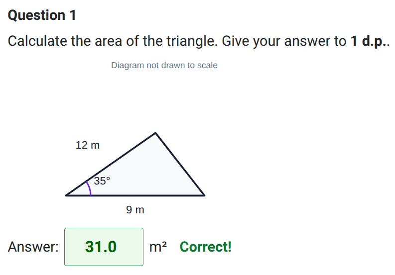 Area of a Triangle Using Sine worksheet
