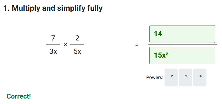 Multiplying Algebraic Fractions worksheet