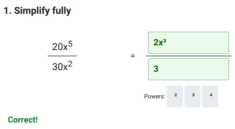 Simplifying Algebraic Fractions worksheet