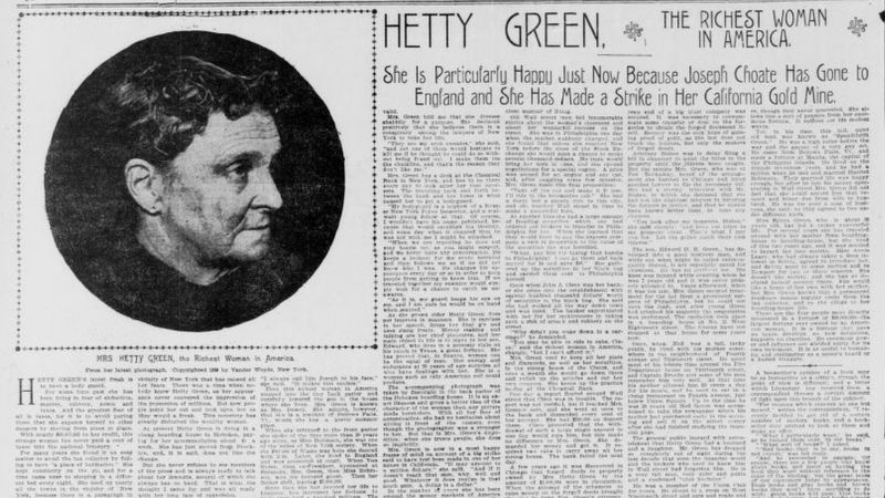 Article de presse mentionnant Hetty Green