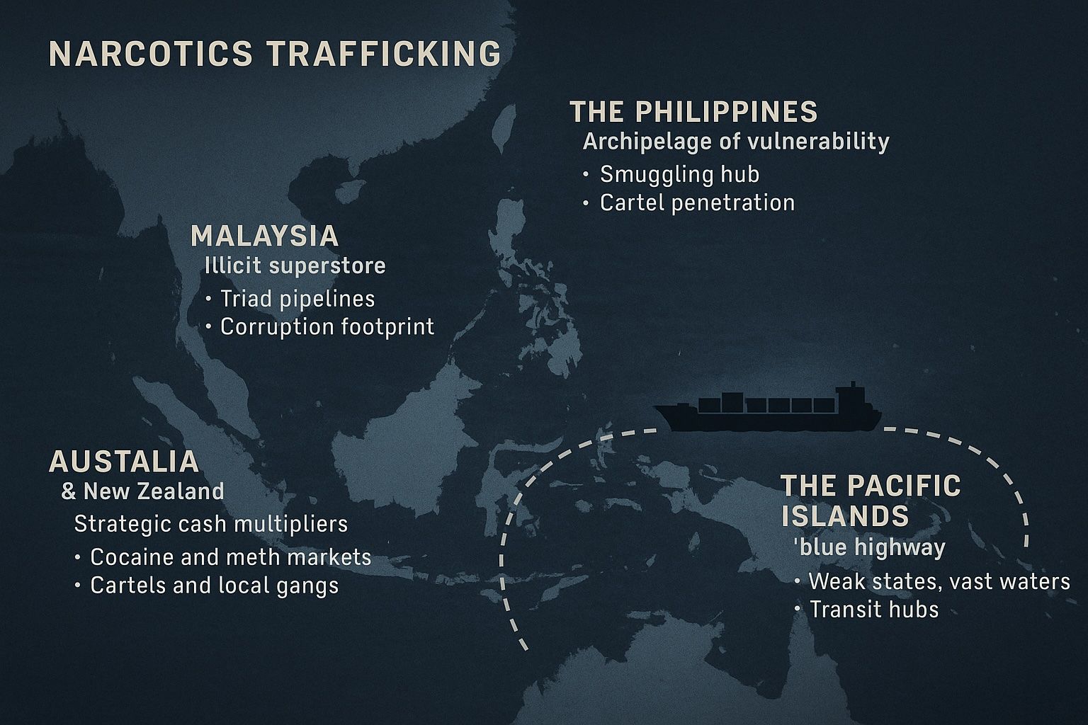 The Cartel Era – Part V: The Pacific Front – Narco-Terrorism in Asia-Pacific & Oceania (2025–2030)