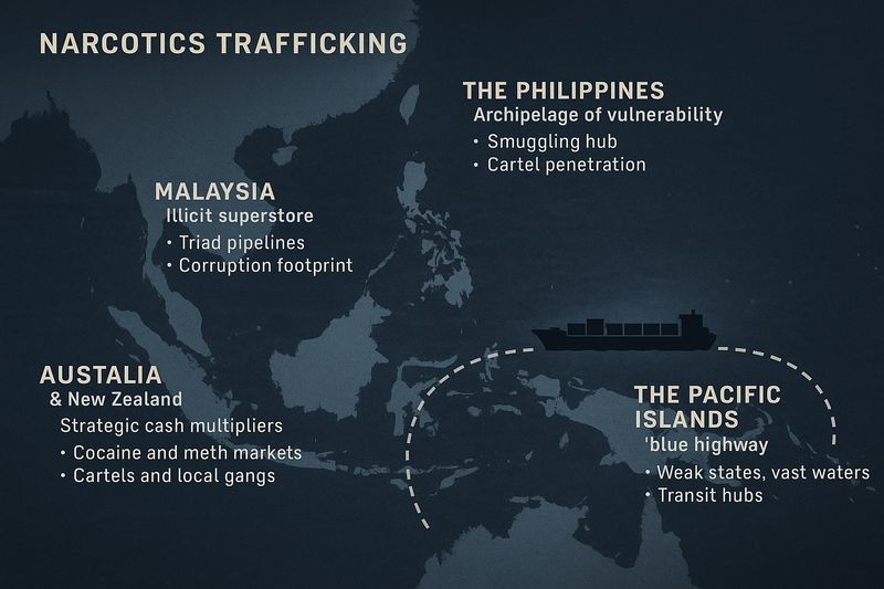 The Cartel Era – Part V: The Pacific Front – Narco-Terrorism in Asia-Pacific & Oceania (2025–2030)