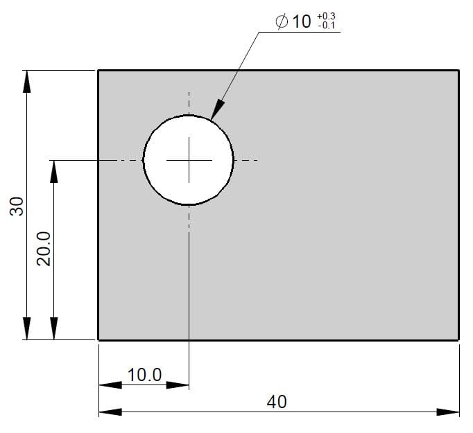 A part with tolerances added