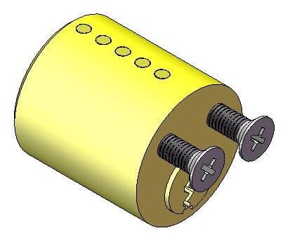 Lock Design: Cylinder secured to the lock body by two screws at the rear