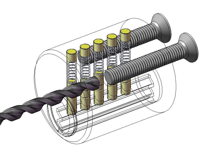 Lock design: Screws being removed with a drill