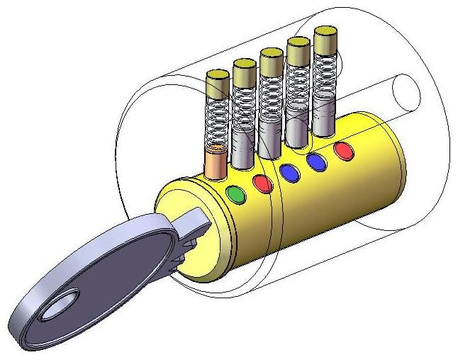 Lock design: The key can now rotate the plug