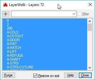 AutoCAD Laywalk command