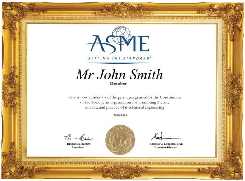 asme certificate