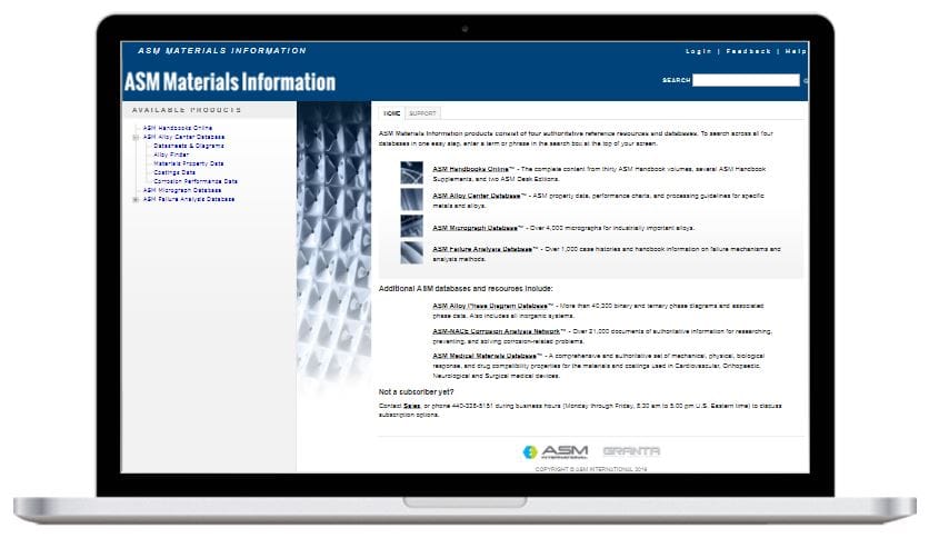 ASM Materials Information - a great alternative to matweb